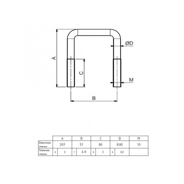 bride inox 207x51mm