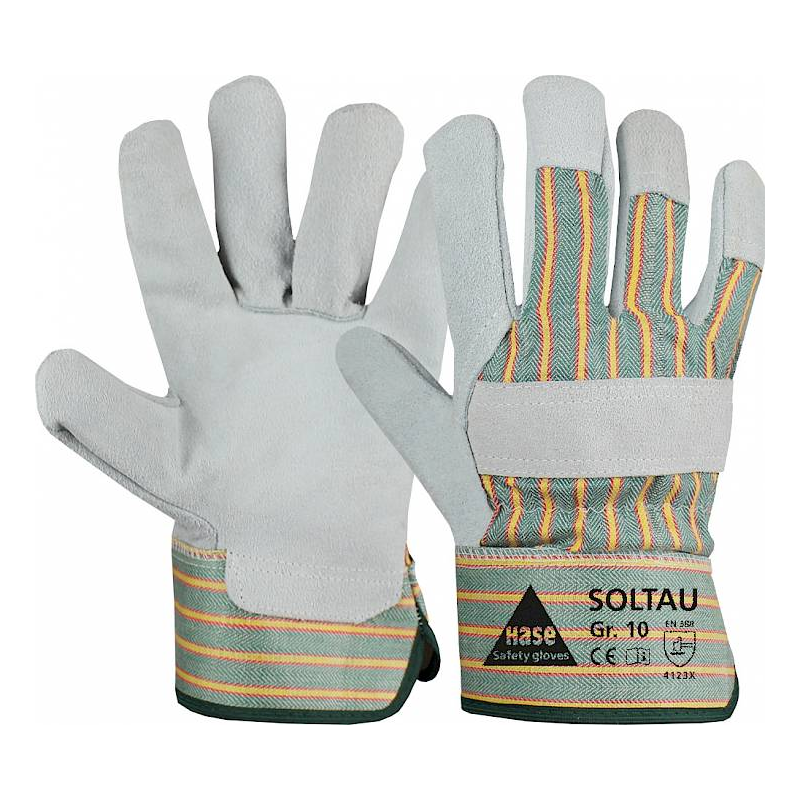 gant de travail croûte de cuir taille 8 blanc / vert-jaune