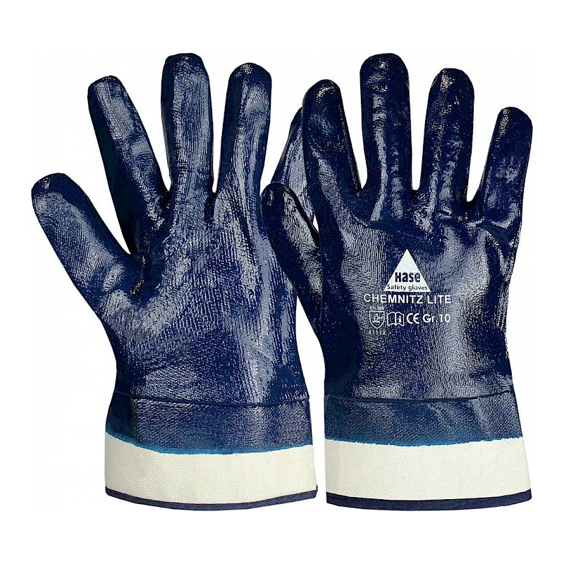 gant de travail coton avec revêtement nitrile intégral taille 12 blanc / bleu