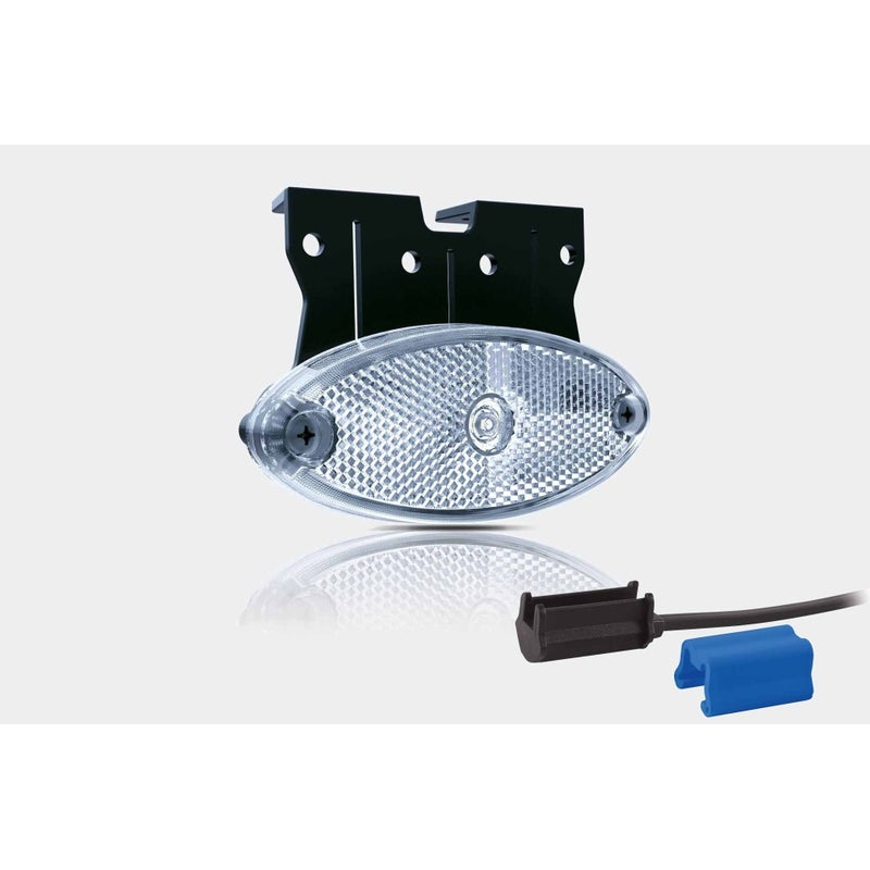 Feu de position LED ovale blanc avec support | 12-24V | 0.75mm². connecteur