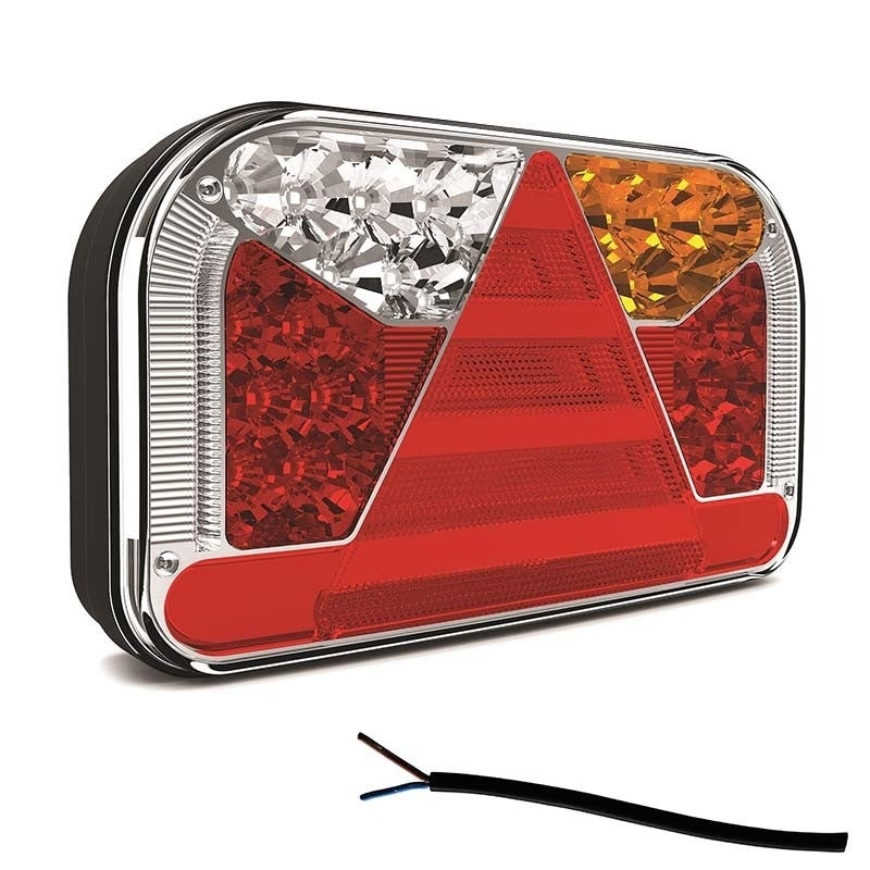 Droite | Feu arrière LED sans éclaireur de plaque d'immatriculation | 12-36v | 7-PIN connecteur AMP