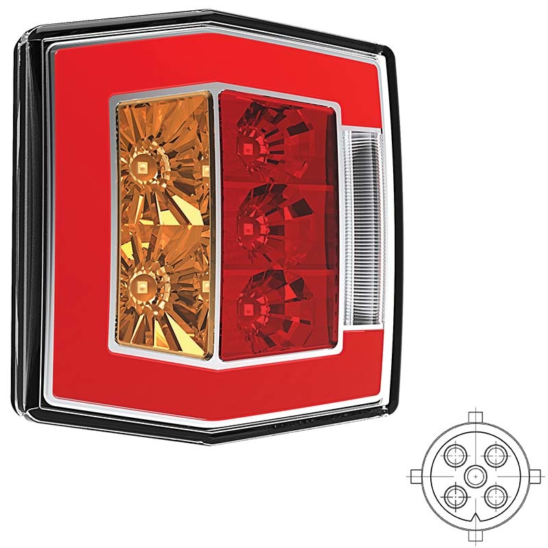 feu arrière LED baïonnette à 5 pôles universel 12/24V Lavaflow