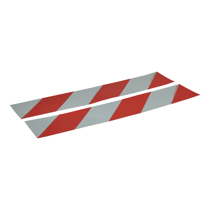 autocollant de balisage container 705x141 rouge / blanc à rayures diagonales 4x vertical à gauche, 4x vertical à droite