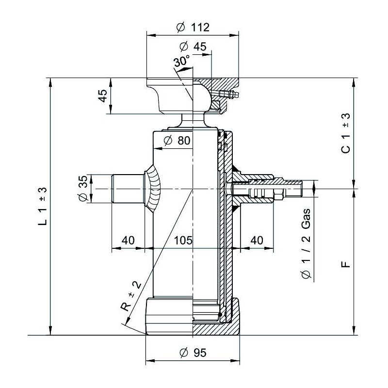 vérins téléscopiques 3,5ton course 595mm 2 expansions tête soudable