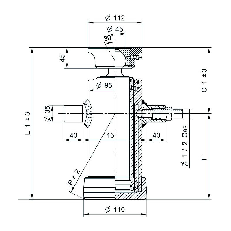 vérins téléscopiques 5ton moyeux 1283mm à 3 expansions tête soudable
