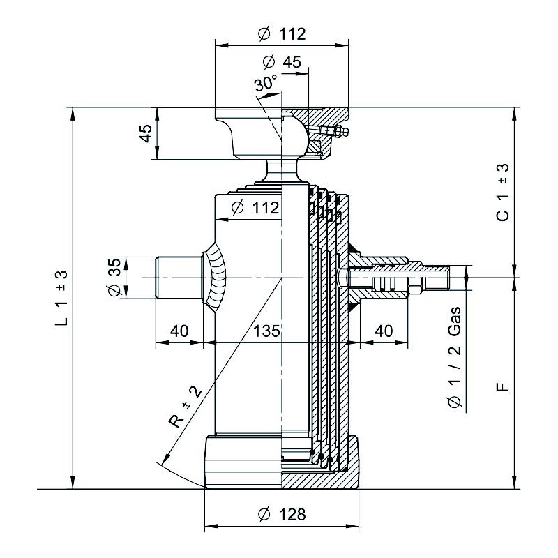 vérins téléscopiques 7ton course 1710mm à 4 expansions tête soudable