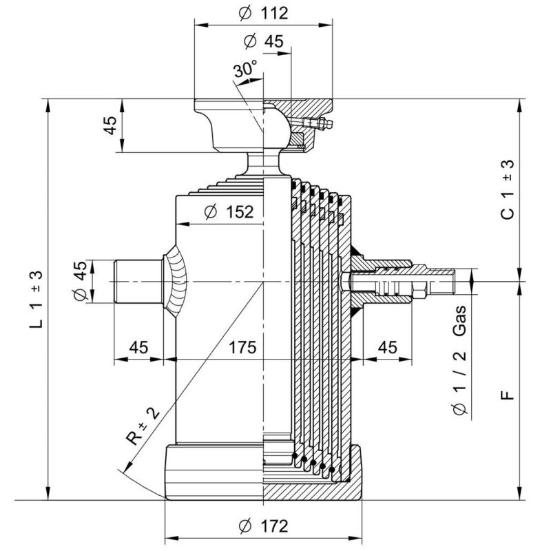 vérins téléscopiques 6007S 9ton 1180mm 6 expansions tête soudable