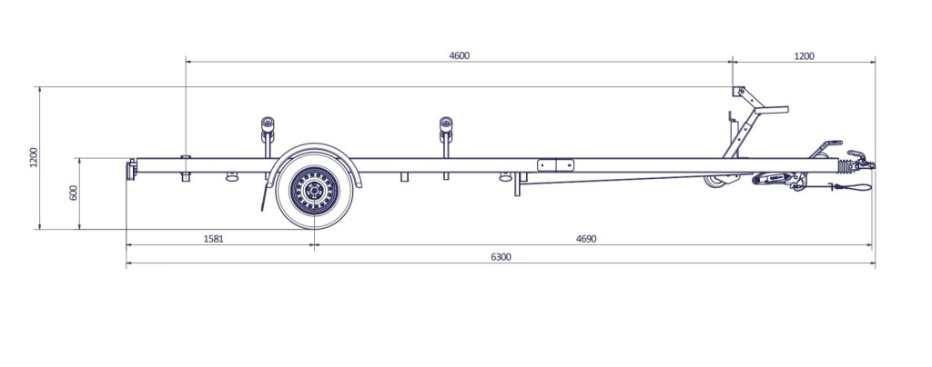 6m30-2M20 -1X 1500 kg 1500 kg - VLEMMIX - Remorque Porte-Bateau version patin (photo)