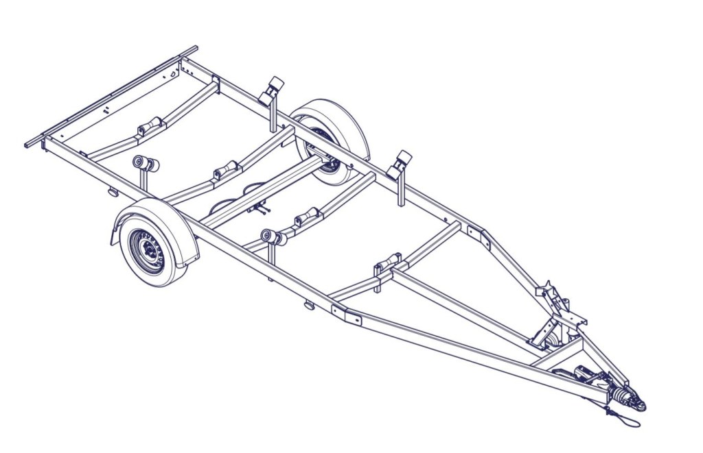 6m30-2M20 -1X 1500 kg 1500 kg - VLEMMIX - Remorque Porte-Bateau version patin (photo)