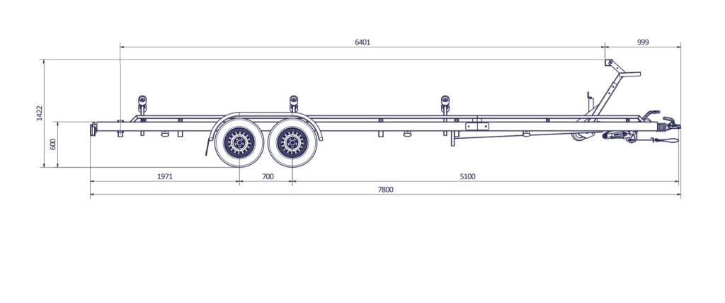 7m80-2m20 2x1800kg - 3500 kg - VLEMMIX - Remorque Porte-Bateau (photo)