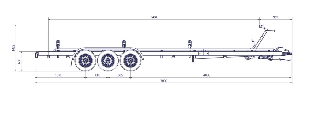 7m80-2m20 3x1350kg - VLEMMIX - Remorque Porte-Bateau (photo)