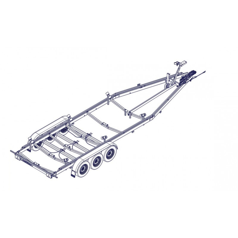 8m40-2m55 - 3 x 1500 kg - 3500 kg - VLEMMIX - Remorque Porte-Bateau (photo)
