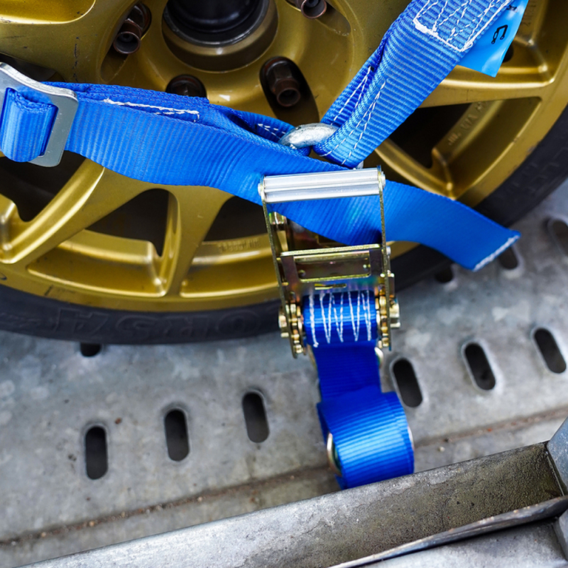 sangle d'arrimage pour transporteur de voiture Y-modèle bleu 50mm 2000mm polyester (photo)