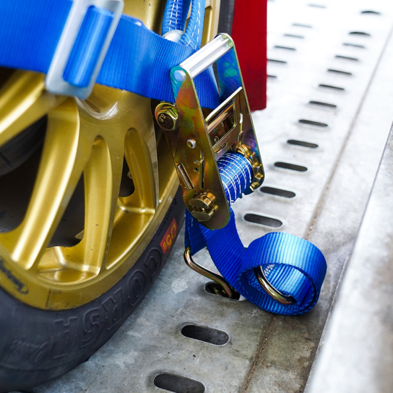 sangle d'arrimage pour transporteur de voiture Y-modèle bleu 50mm 2000mm polyester (photo)