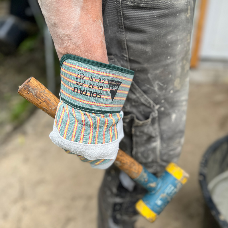 gant de travail croûte de cuir taille 10 blanc / vert-jaune (photo)