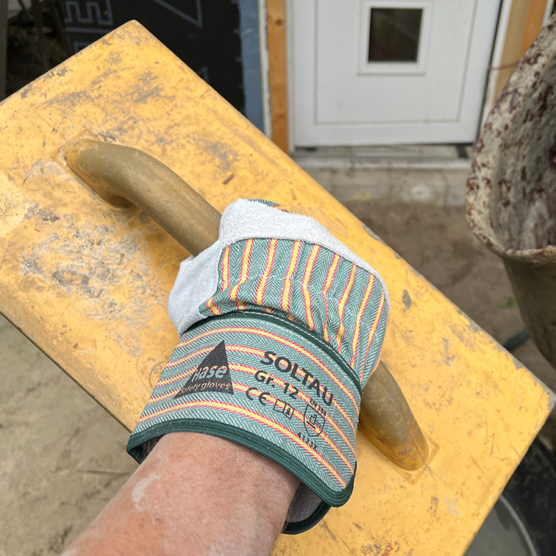 gant de travail croûte de cuir taille 12 blanc / vert-jaune (photo)