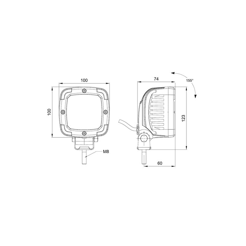 lampe de travail 12/55 V câble 1m 35 Watt blanc (photo)