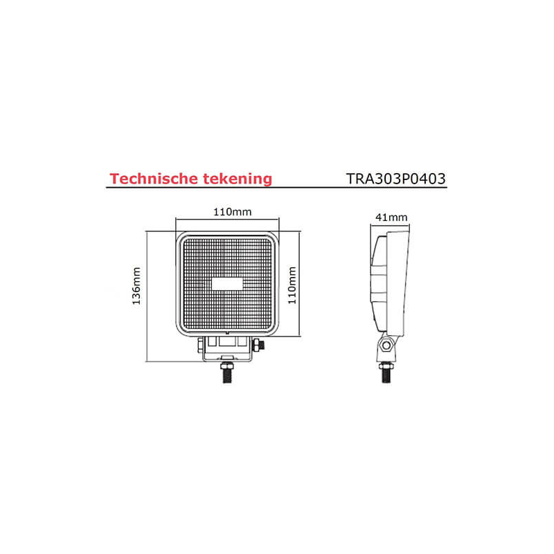 lampe de travail 9/36V câble 4000mm 15 Watt blanc (photo)