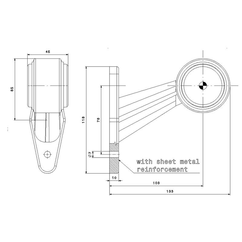 feu d'encombrement rood/wit droit câble 200 mm 12/24V (photo)