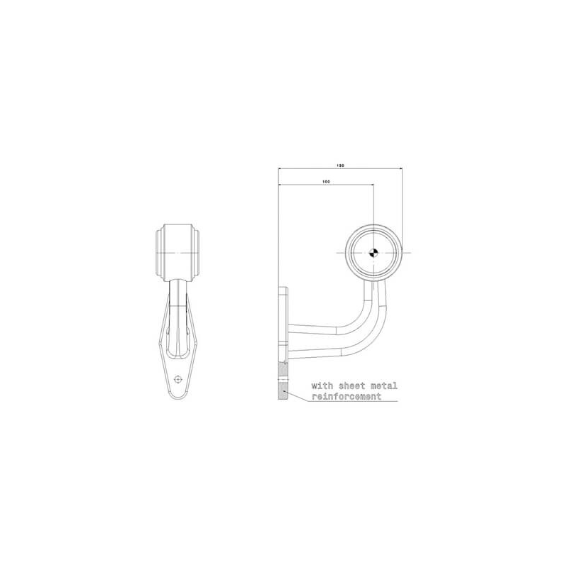 feu d'encombrement rood/wit droit câble 200 mm 12/24V (photo)
