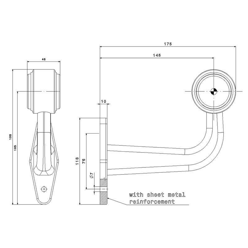 feu d'encombrement rood/wit droit DC câble 200mm, 0,75mm² 12/24V (photo)