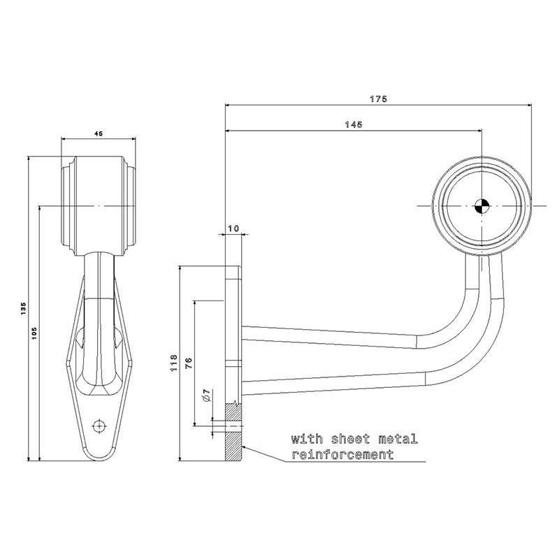 feu d'encombrement rood/wit droit P&R câble 200mm, 1,5mm² 12/24V (photo)