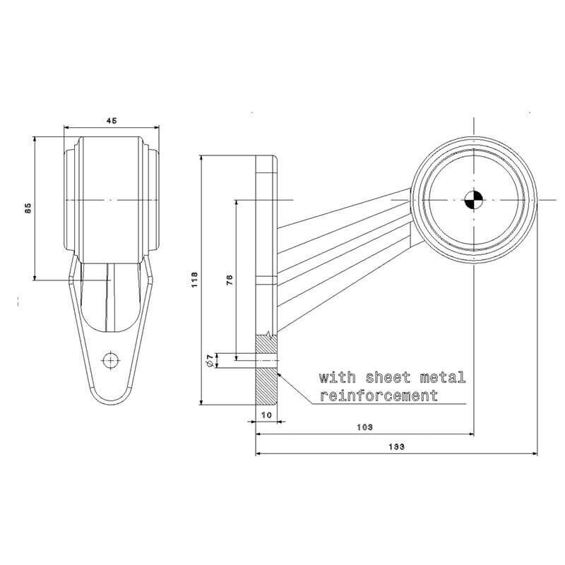 feu d'encombrement rood/wit gauche câble 200 mm 12/24V (photo)