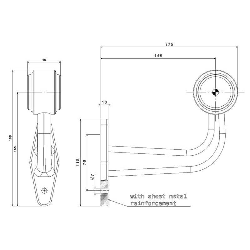 feu d'encombrement rood/wit gauche DC câble 200mm, 0,75mm² 12/24V (photo)