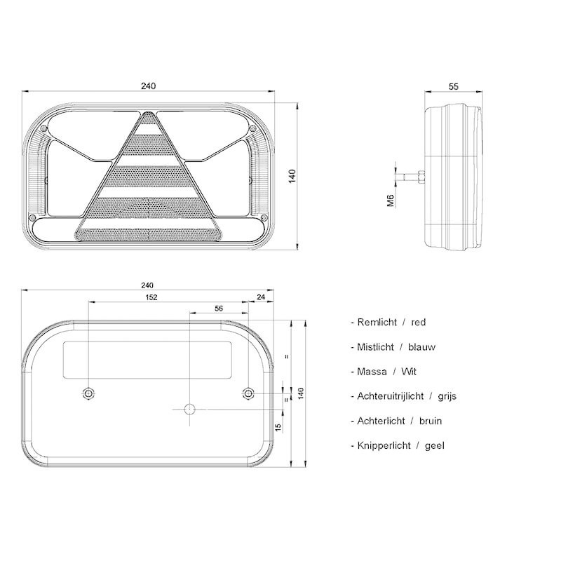 feu arrière LED câble gauche 12/24V Lavaflow (photo)