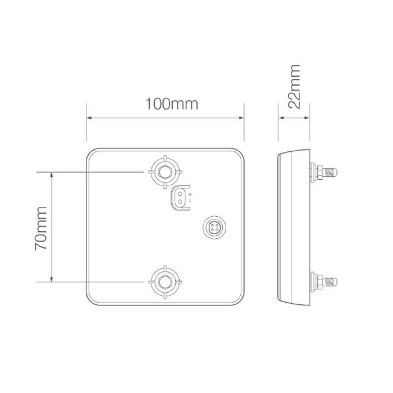 feu arrière LED câble universel 12/24V (photo)