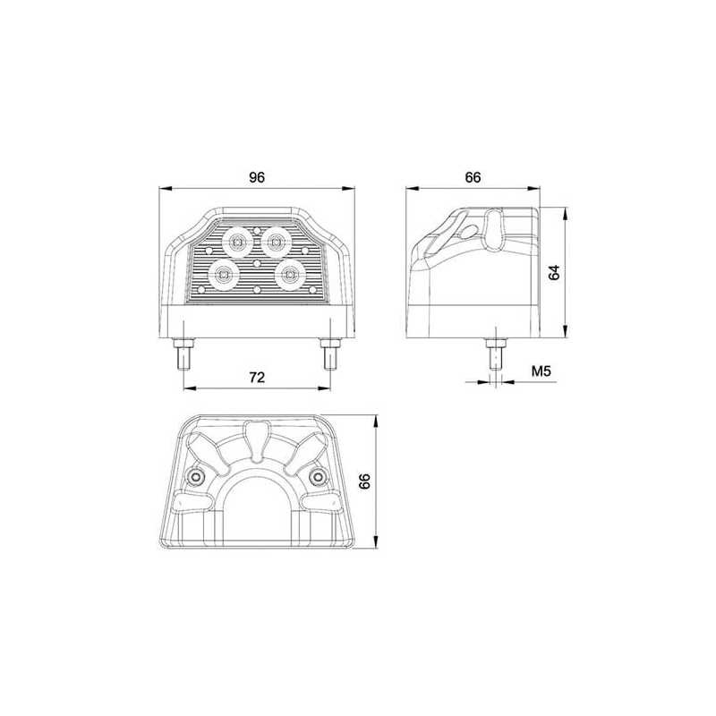 éclairage de plaque LED 12/24V Connecteur coulissant rood/wit (photo)