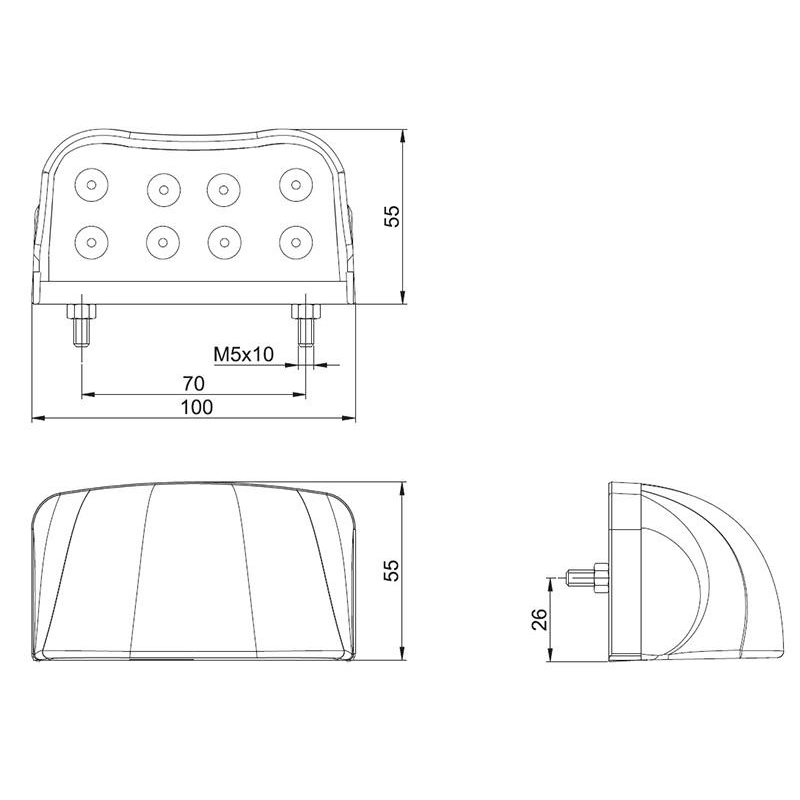 éclairage de plaque LED 12/24V P&R câble 200mm, 2x 1,5mm² rood/wit (photo)