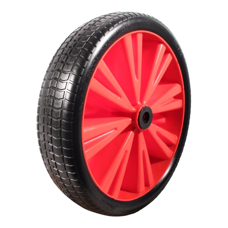 pneu en PU + roue 4.00x8 (369x83) bloc PU + 2.50Ax8 roulement à rouleaux Ø20 NL75mm plastique Rouge