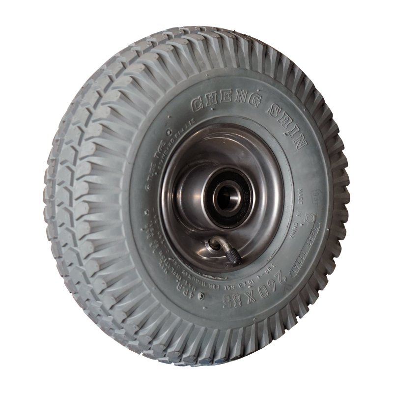 pneu + roue 3.00-4 2.10x4H2 ET0 NL75mm métal C-248 gris