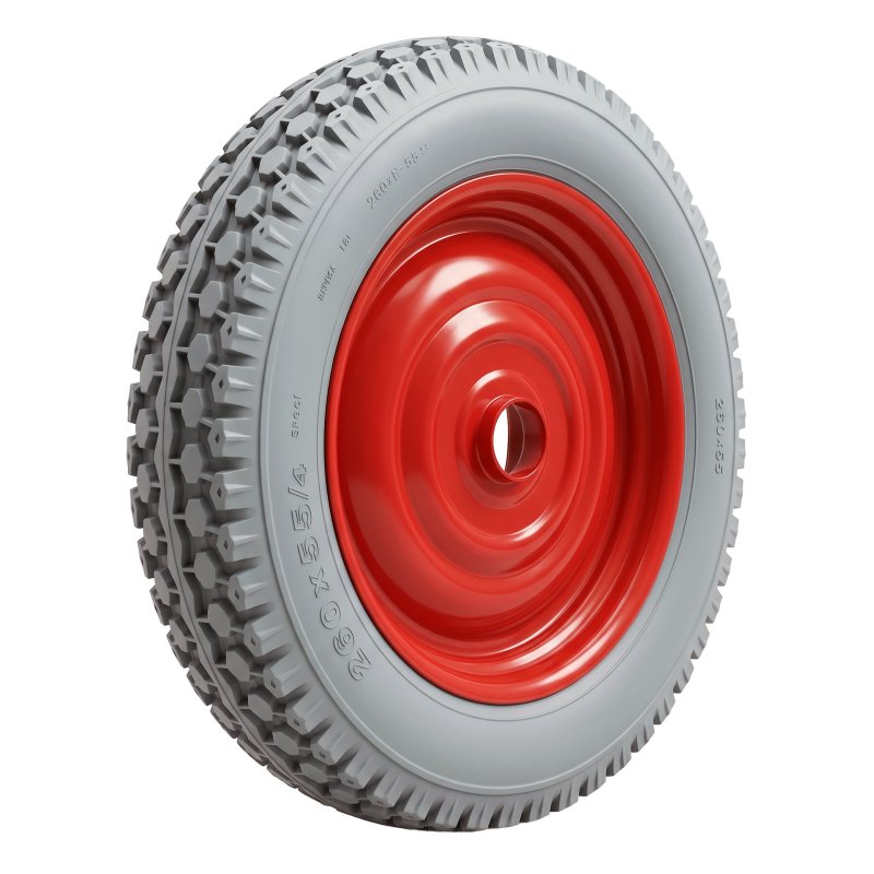 pneu + roue 12 1/2 x 2 1/4 (2.25-8) 1.25x8 (12 1/5x 12 1/4) ET0 Ø30 métal HF-803 Rouge