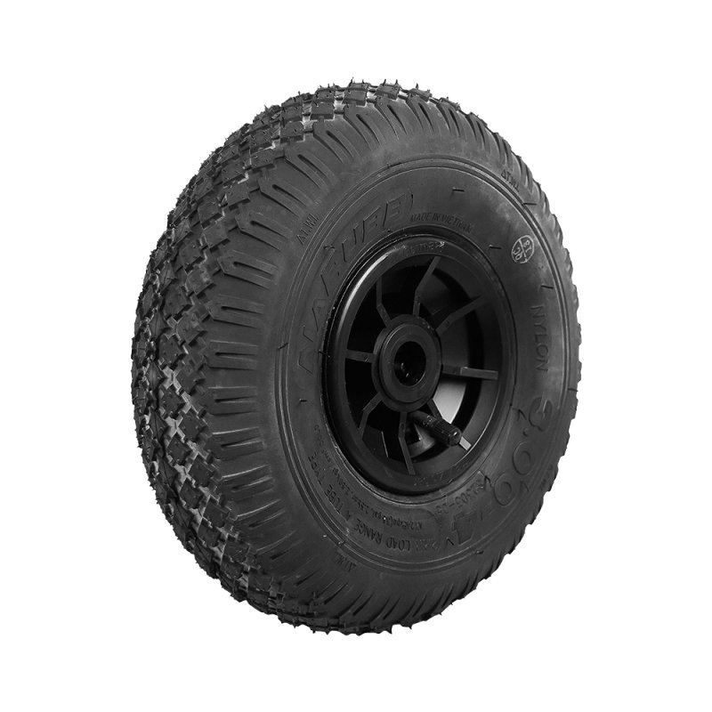 pneu + roue 3.00-4 2.10x4 roulement à rouleaux Ø25 NL75mm plastique S-2303 noir