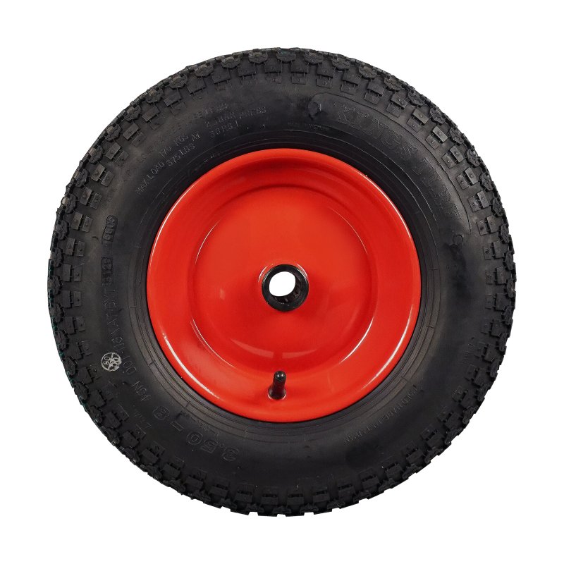 pneu + roue 3.50-8 2.50Ax8 ET0 roulement à rouleaux Ø25 NL100mm métal V-9128 Rouge