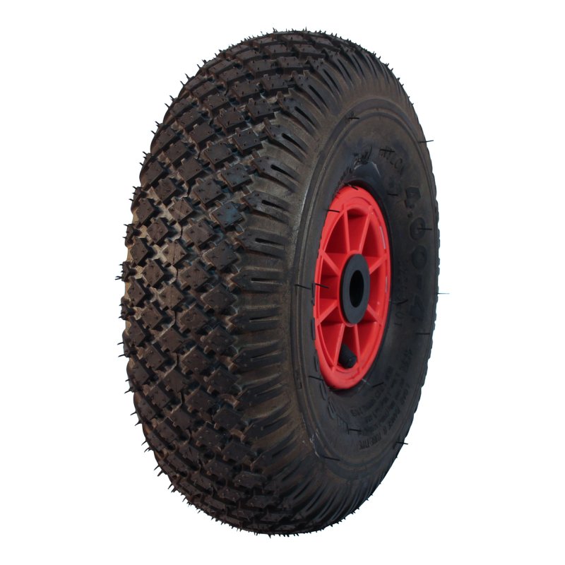 pneu + roue 4.00-4 2.10x4 ET0 roulement à rouleaux Ø20 NL75mm plastique S-2303 Rouge