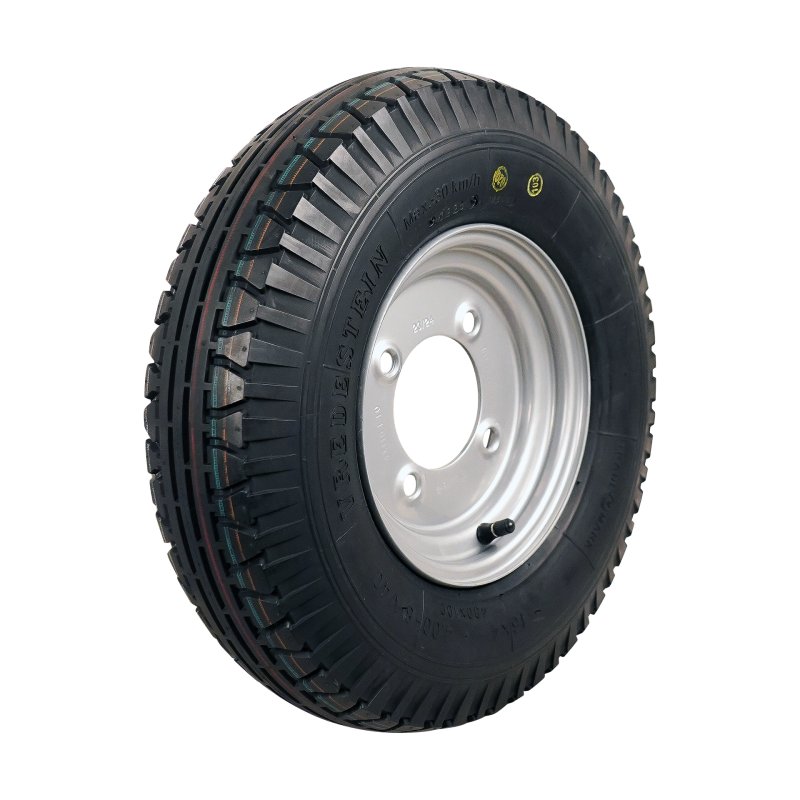 pneu + roue 4.00-8 3.00Dx8 ET0 60/100/4 métal V-40 gris argent