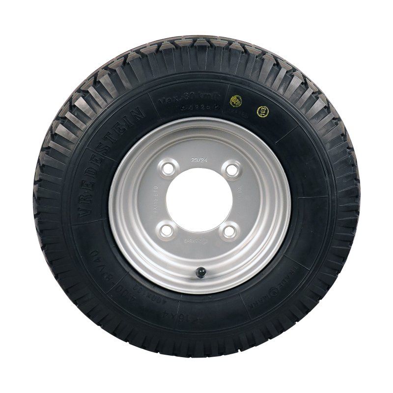 pneu + roue 4.00-8 3.00Dx8 ET0 60/100/4 métal V-40 gris argent