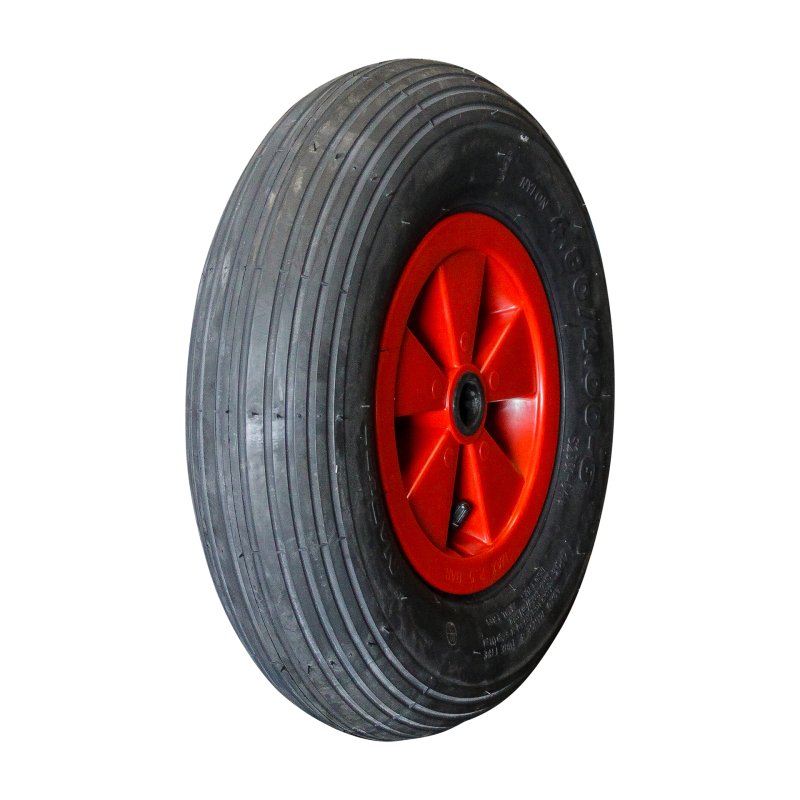 pneu + roue 4.80/4.00-8 2.50Ax8 ET0 NL75mm plastique S-2202 Rouge roulement à rouleaux
