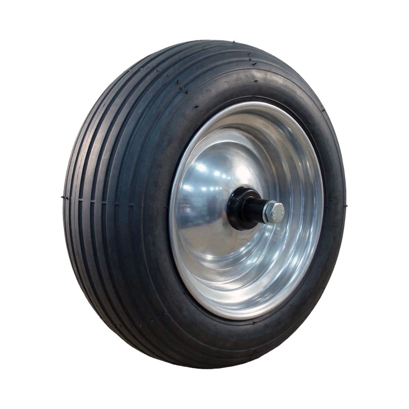 4.80/4.00-8 2.50Ax8 ET0 roulement à billes axe Ø17 métal S-2301 gris argent pneu + roue +