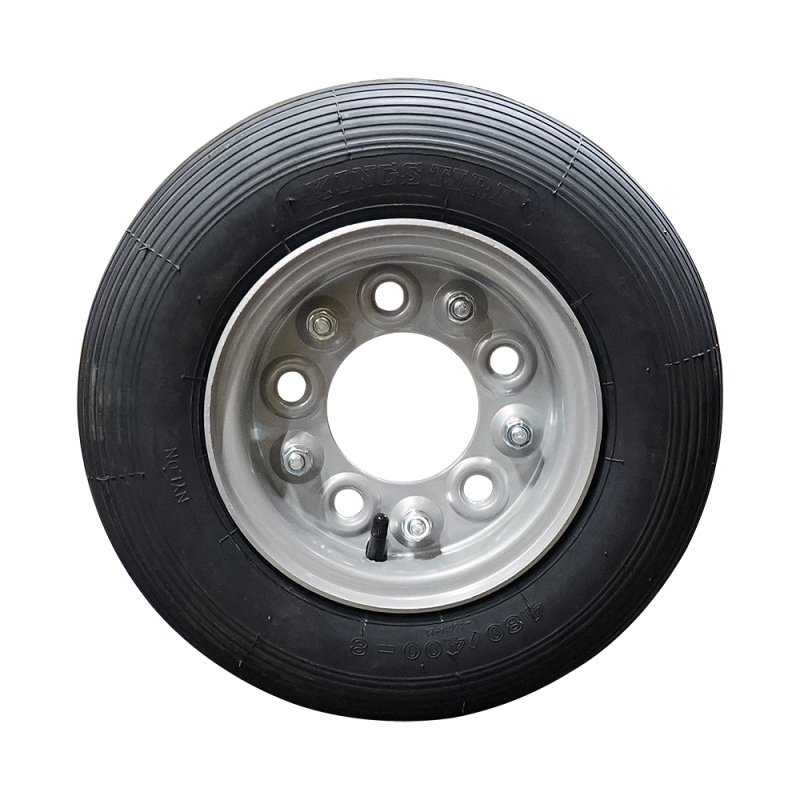 pneu + roue 4.80/4.00-8 3.00D-8 ET0 94/140/5 métal S-2301 gris argent