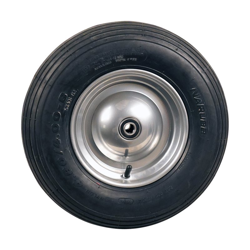 pneu + roue 4.80/4.00-8 2.50Ax8 ET0 roulement à billes axe Ø17 métal S-2301 gris argent