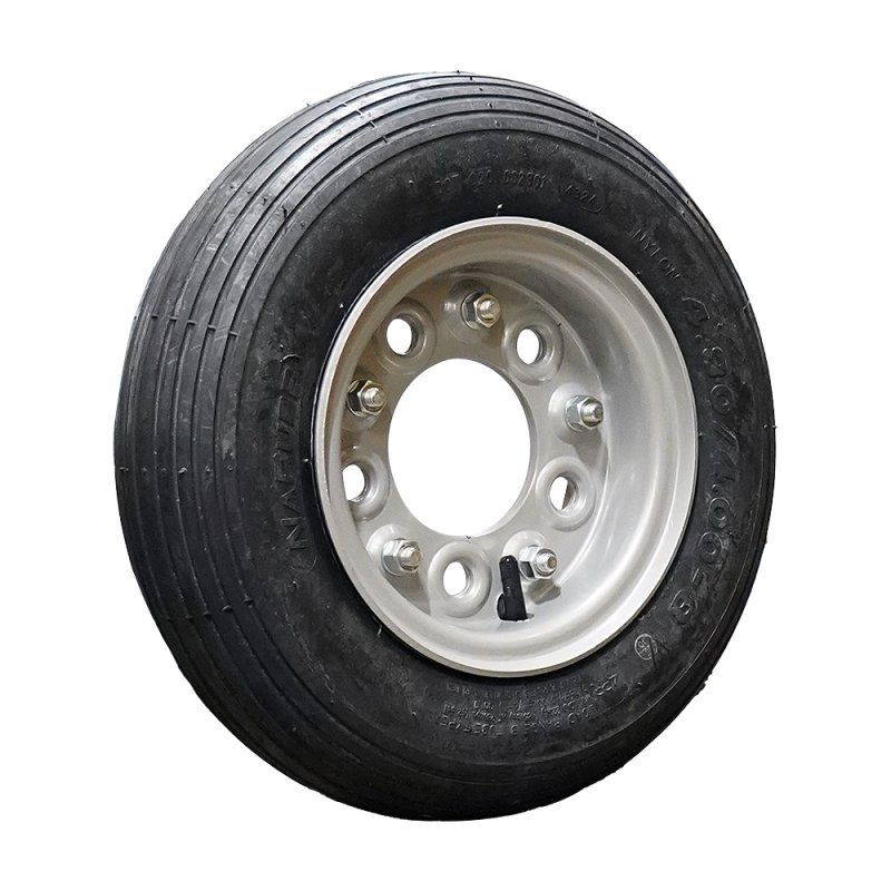 pneu + roue 4.80/4.00-8 3.00D-8 ET0 94/140/5 métal S-2301 gris argent