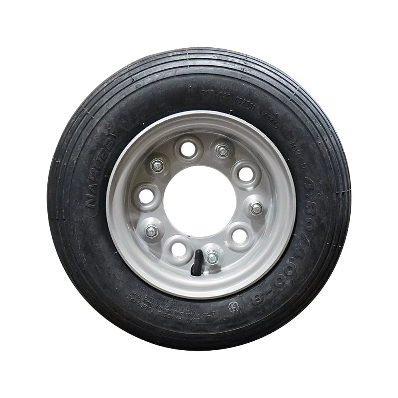 pneu + roue 4.80/4.00-8 3.00D-8 ET0 94/140/5 métal S-2301 gris argent