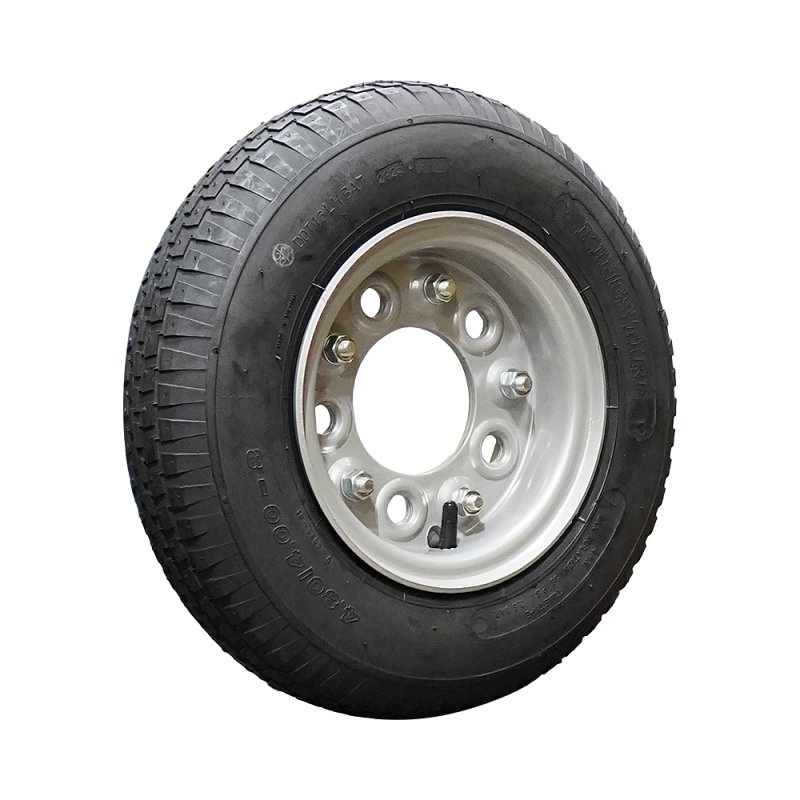 pneu + roue 4.80/4.00-8 3.00D-8 ET0 94/140/5 métal V-6635 gris argent
