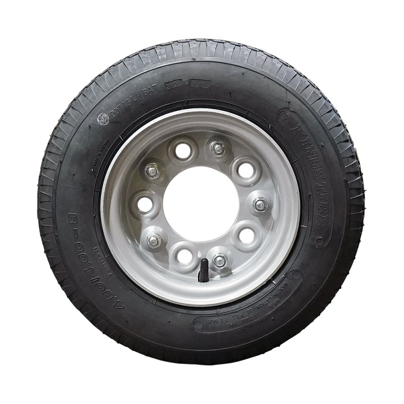 pneu + roue 4.80/4.00-8 3.00D-8 ET0 94/140/5 métal V-6635 gris argent