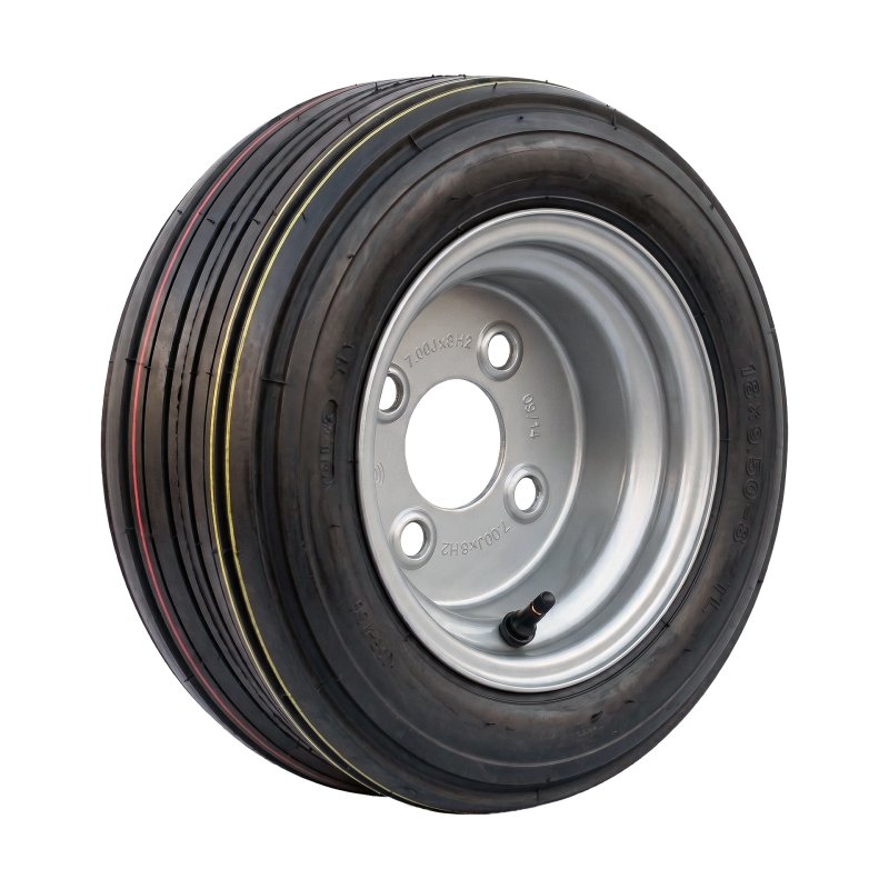 pneu + roue 18x9.50-8 7.00Bx8H2 ET-2 60/100/4 métal HF-217 gris argent