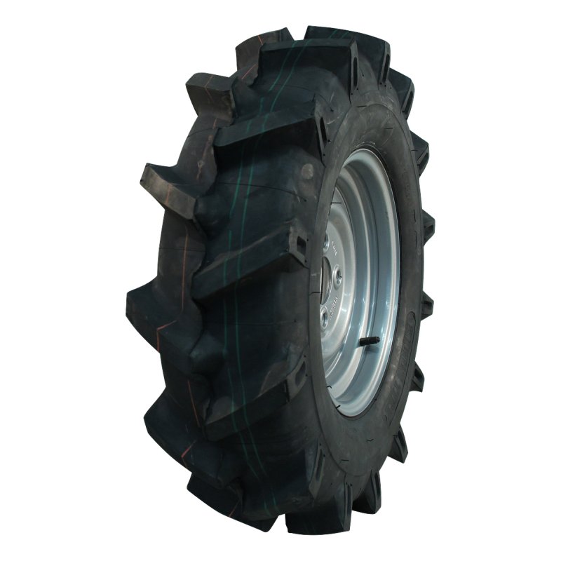 pneu + roue 6.00-12 4.00Bx12H2 ET0 60/100/4 métal V-8803 gris argent